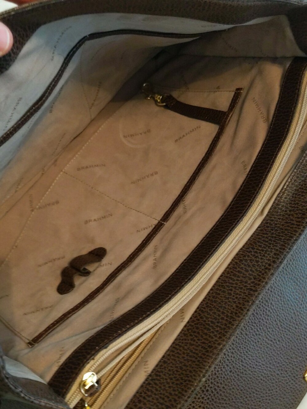 Brahmin Andrea Pebbled Leather Work Bag | Brown Leather Laptop Bag | - Picture 7 of 9
